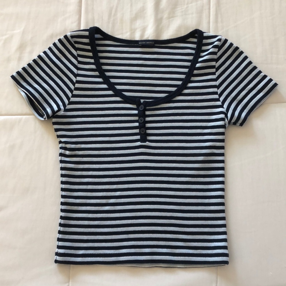 Blue Striped Brandy Melville Zelly Top